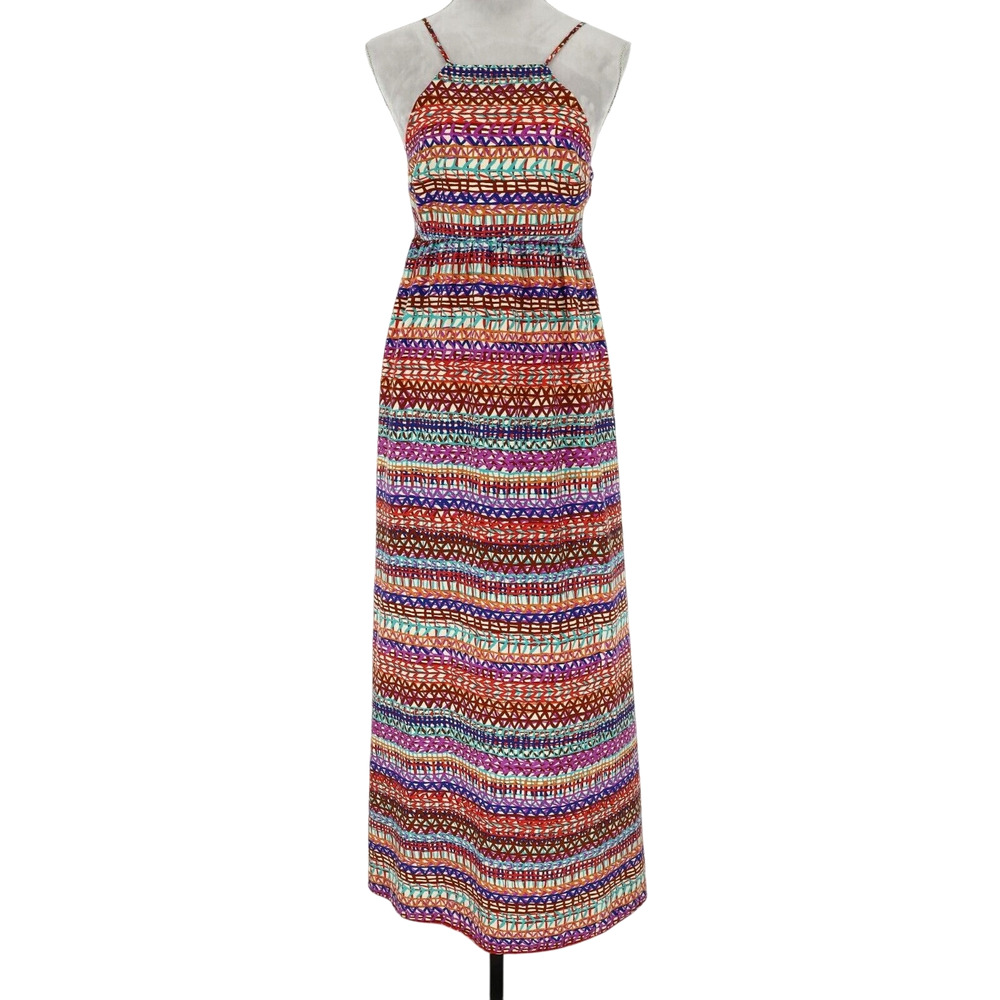 Cece Cynthia Steffe Dress Womens 4 Multicolor Maxi Lined Side Zip Beach Resort